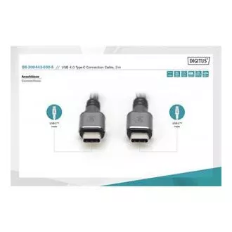 DIGITUS Povezovalni kabel USB 4, TypeC do TypeC, ohišje AL, PP oplet 4K@60Hz, PD3.0, 20Gbits/s, 3 m, bl.