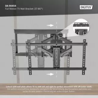 DIGITUS Popolnoma premični stenski nosilec za TV 37-80", največja obremenitev 60 kg, VESA: 200x100, 200x200, 300x200, 400x200, 300x300, 400x300
