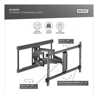 DIGITUS Popolnoma premični stenski nosilec za TV 37-80", največja obremenitev 60 kg, VESA: 200x100, 200x200, 300x200, 400x200, 300x300, 400x300