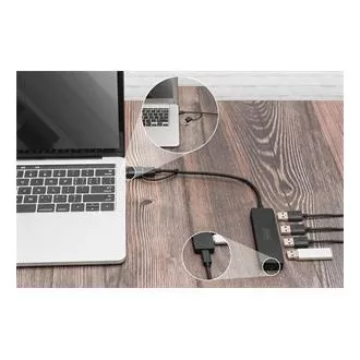 Digitus USB 3.0 vozlišče s 4 priključki, Slim Line, 0,2 m kabla