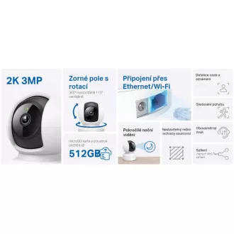 TP-Link Tapo C212 - IP kamera z nagibom in WiFi, 3 MP (2304 x 1296), ONVIF