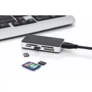 DIGITUS USB 3.0 čitalnik kartic s priključnim kablom USB 1 m Podpora za kartice MS/SD/SDHC/MiniSD/M2/CF/MD/SDXC
