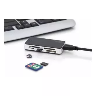 DIGITUS USB 3.0 čitalnik kartic s priključnim kablom USB 1 m Podpora za kartice MS/SD/SDHC/MiniSD/M2/CF/MD/SDXC