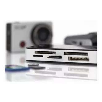 DIGITUS USB 3.0 čitalnik kartic s priključnim kablom USB 1 m Podpora za kartice MS/SD/SDHC/MiniSD/M2/CF/MD/SDXC
