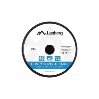 LANBERG Aktivni optični kabel visoke hitrosti z Ethernetom 2.0, 4K@60Hz, M/M, dolžina 20 m, črn, pozlačeni priključki LANBERG Aktivni optični kabel visoke hitrosti z Ethernetom 2.0, 4K@60Hz, M/M, dolžina 20 m, črn, pozlačeni priključki