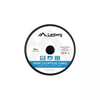 LANBERG Aktivni optični kabel visoke hitrosti z Ethernetom 2.0, 4K@60Hz, M/M, dolžina 20 m, črn, pozlačeni priključki LANBERG Aktivni optični kabel visoke hitrosti z Ethernetom 2.0, 4K@60Hz, M/M, dolžina 20 m, črn, pozlačeni priključki