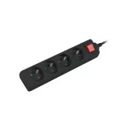 LANBERG Podaljševalni kabel 1,5 m 4X klasična vtičnica s stikalom bakren kabel črne barve