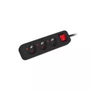 LANBERG Podaljševalni kabel 3M 3X klasična vtičnica s stikalom bakren kabel črne barve