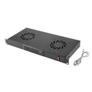 LANBERG 19" Ventilatorska enota / prezračevalna plošča z LCD zaslonom 2 ventilatorja   termostat 230V BLACK