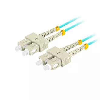 LANBERG optični povezovalni kabel MM SC/UPC-SC/UPC duplex 2m LSZH OM3 50/125 premera 3mm, cian barve LANBERG optični povezovalni kabel MM SC/UPC-SC/UPC duplex 2m LSZH OM3 50/125 premera 3mm, cian barve