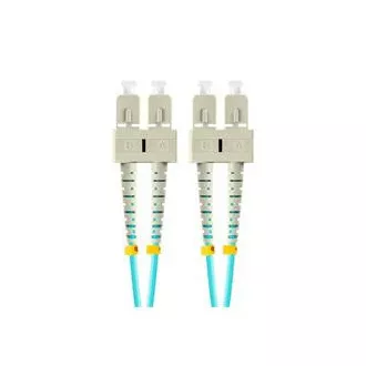 LANBERG optični povezovalni kabel MM SC/UPC-SC/UPC duplex 2m LSZH OM3 50/125 premera 3mm, cian barve LANBERG optični povezovalni kabel MM SC/UPC-SC/UPC duplex 2m LSZH OM3 50/125 premera 3mm, cian barve