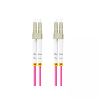 LANBERG optični povezovalni kabel MM LC/UPC-LC/UPC duplex 1m LSZH OM4 50/125, premer 3mm, barva magenta