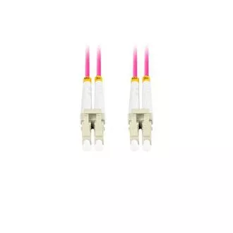 LANBERG optični povezovalni kabel MM LC/UPC-LC/UPC duplex 1m LSZH OM4 50/125, premer 3mm, barva magenta