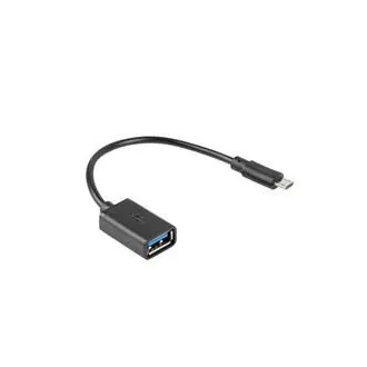 LANBERG USB Micro (M) 2.0 do USB-A(F) adapterski kabel 15 cm črn OTG