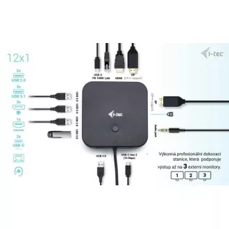 Priključna postaja I-tec USB-C HDMI   Dual DP z napajanjem Power Delivery 100 W   univerzalni polnilnik i-tec 112 W