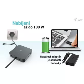 Priključna postaja I-tec USB-C HDMI   Dual DP z napajanjem Power Delivery 100 W   univerzalni polnilnik i-tec 112 W