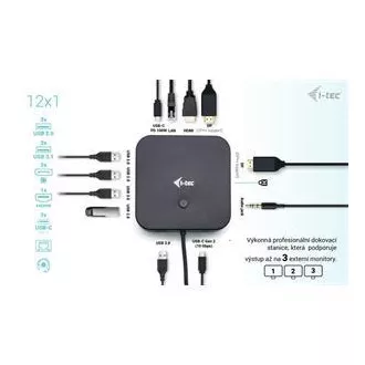 Priključna postaja I-tec USB-C HDMI   Dual DP z napajanjem Power Delivery 100 W   univerzalni polnilnik i-tec 112 W