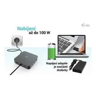 Priključna postaja I-tec USB-C HDMI   Dual DP z napajanjem Power Delivery 100 W   univerzalni polnilnik i-tec 112 W