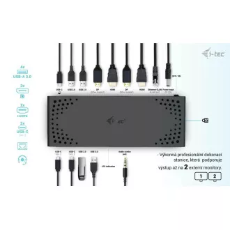 I-tec USB 3.0 / USB-C / Thunderbolt Priključna postaja z dvema zaslonoma   PD 100W