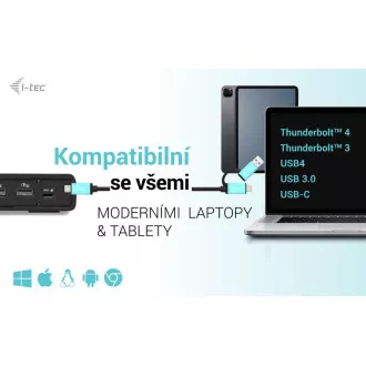 I-tec USB 3.0 / USB-C / Thunderbolt Priključna postaja z dvema zaslonoma   PD 100W