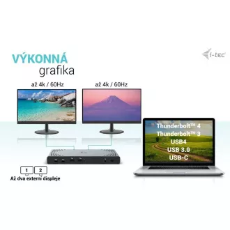 I-tec USB 3.0 / USB-C / Thunderbolt Priključna postaja z dvema zaslonoma   PD 100W