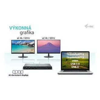 I-tec USB 3.0 / USB-C / Thunderbolt Priključna postaja z dvema zaslonoma   PD 100W