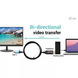 I-tec USB-C DisplayPort dvosmerni kabelski adapter 8K/30Hz 150cm