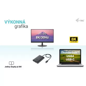I-tec USB-C Dvojni 4K/60Hz (enojni 8K/30Hz) DP video adapter