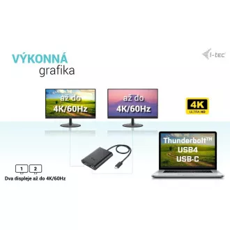 I-tec USB-C Dvojni 4K/60Hz (enojni 8K/30Hz) DP video adapter