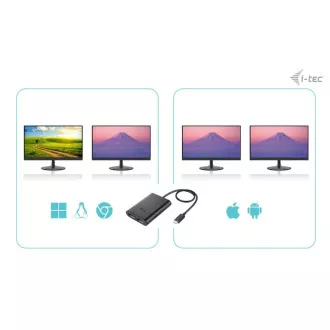 I-tec USB-C Dvojni 4K/60Hz (enojni 8K/30Hz) DP video adapter