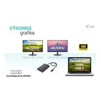 I-tec USB-C Dvojni 4K/60Hz (enojni 8K/30Hz) DP video adapter