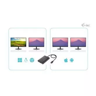 I-tec USB-C Dvojni 4K/60Hz (enojni 8K/30Hz) DP video adapter