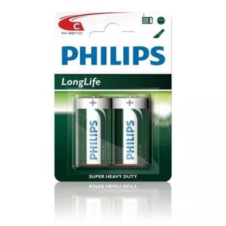 Philips baterije C LongLife cinkov klorid - 2 kosa, blister