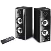 Genius SP-HF2800 BT, zvočniki, 2.0, 60 W, Bluetooth, tehnologija TWS, leseni, USB, daljinski upravljalnik, črna