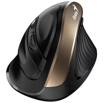 Genius Ergo 8250S, miška, brezžična, navpična, 1600DPI, 6 gumbov, tiha, črna in zlata Genius Ergo 8250S, miška, brezžična, navpična, 1600DPI, 6 gumbov, tiha, črna in zlata
