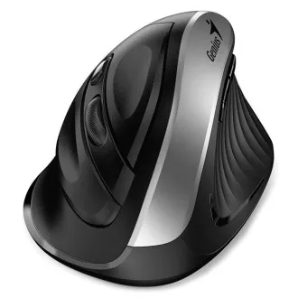 Genius Ergo 8250S, Miška, brezžična, navpična, 1600DPI, 6 gumbov, tiha, črno-srebrna Genius Ergo 8250S, Miška, brezžična, navpična, 1600DPI, 6 gumbov, tiha, črno-srebrna