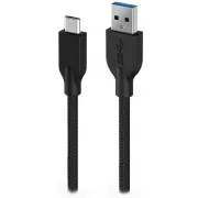 Genius ACC-A2CC-3A, kabel, USB A / USB-C, USB 3.0, 3A, QC 3.0, pleten, 1,5 m, črn