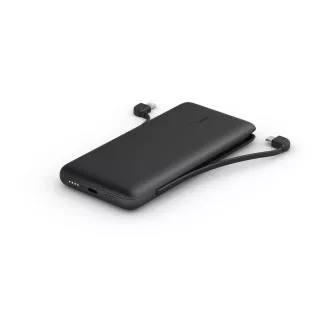Belkin BOOST CHARGE™ USB-C Power Delivery PowerBank, 10000 mAh, z vgrajenimi kabli, črna