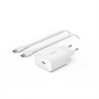 Belkin BOOST CHARGE™ 25W USB-C Power Delivery PPS Stenski polnilnik   1m kabel USB-C do USB-C, bel