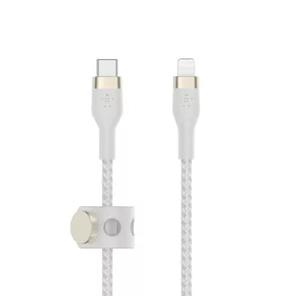 Belkin BOOST CHARGE™ kabel Lightning/USB-C, 3 m, bel - vzdržljiv PRO Flex