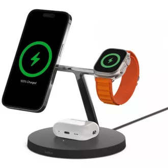 Belkin BOOST CHARGE™ PRO MagSafe 3v1 brezžično polnjenje za iPhone/Apple Watch/AirPods, črno - NOVO