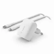 Belkin BOOST CHARGE™ 20W USB-C Power Delivery PPS Stenski polnilnik   1m kabel USB-C z Lightning, bel