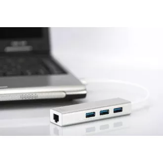 DIGITUS USB 3.0 HUB, 3 vrata in adapter Gigabit LAN 3xUSB A/F, 1xUSB A/M, 1xRJ45 LAN, Win / Mac OS DIGITUS USB 3.0 HUB, 3 vrata in adapter Gigabit LAN 3xUSB A/F, 1xUSB A/M, 1xRJ45 LAN, Win / Mac OS