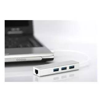 DIGITUS USB 3.0 HUB, 3 vrata in adapter Gigabit LAN 3xUSB A/F, 1xUSB A/M, 1xRJ45 LAN, Win / Mac OS DIGITUS USB 3.0 HUB, 3 vrata in adapter Gigabit LAN 3xUSB A/F, 1xUSB A/M, 1xRJ45 LAN, Win / Mac OS