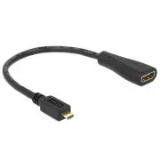 Delock Visokohitrostni kabel HDMI z ethernetom - mikro D moški > A ženska