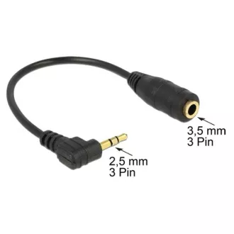 Delock avdio stereo kabel 2,5 mm moški pravokotni do 3,5 mm ženski, 3 nožice 14 cm