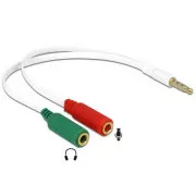 Delock adapter za slušalke 1 x 3,5 mm 4-pinski stereo priključek moški > 2 x 3,5 mm 3-pinski stereo priključek ženski (iPhone)