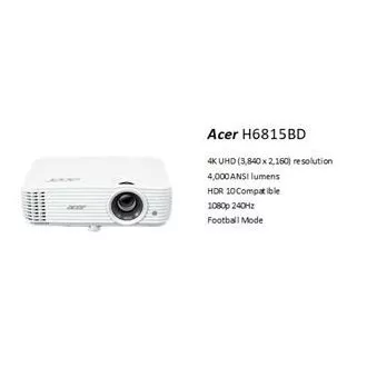 Acer H6815BD DLP/4K UHD 3840x2160/4000 ANSI lm/10.000:1/2xHDMI/repro 1x3W/2,9 kg Acer H6815BD DLP/4K UHD 3840x2160/4000 ANSI lm/10.000:1/2xHDMI/repro 1x3W/2,9 kg