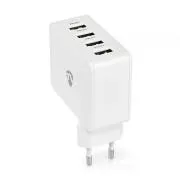 Nedis WCHAU481AWT- omrežni polnilnik | 24 W | funkcija hitrega polnjenja | 4x 2,4 A | 4 izhodi | 4x USB-A | Bela