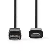 Nedis CCGB37100BK20 - Kabel DisplayPort - HDMI | Vtič DisplayPort - Priključek HDMI | 2 m | Črna